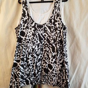 Double Black & White long Tank with White under Tank